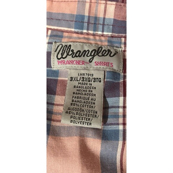 Wrangler Wrancher Pearl Snap Shirt Womens 3XL Western Plaid Vintage 90s Y2K - Picture 6 of 10